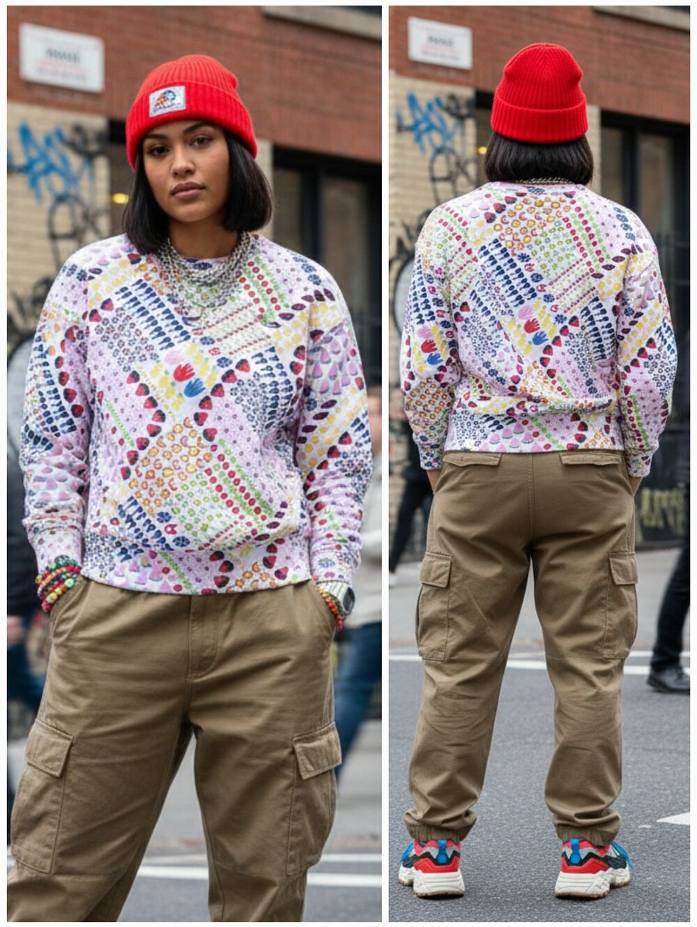 Champion × Susan Alexandra XS Eclectic Pop Art Streetwear Reverse Weave Sweater